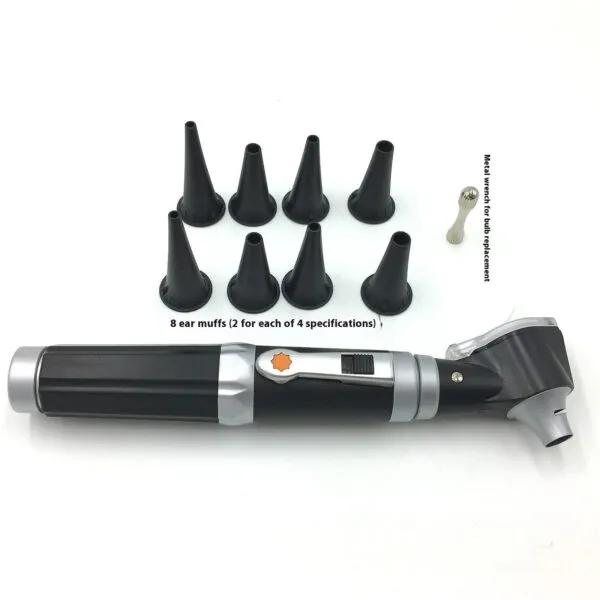 Battery Powered Otoscope LED Light Bulb Metal Plastic Ear Mirror for Periosteal Ear Canal Observation - Image 5