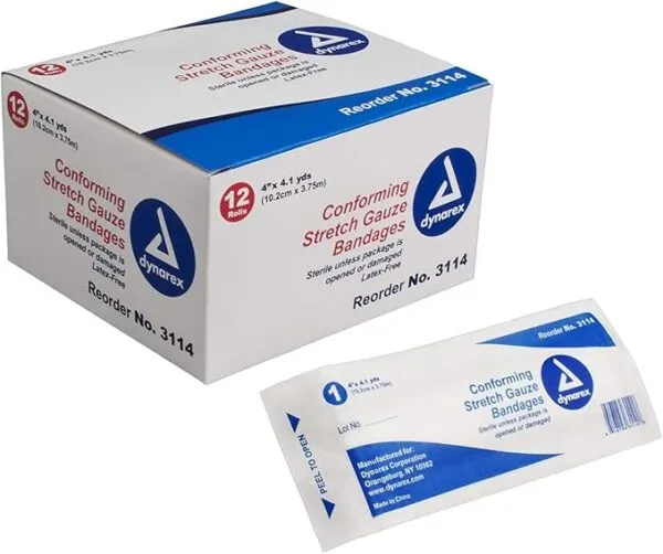 Stretch Gauze Bandage Roll - Sterile, 4", 12/BOX