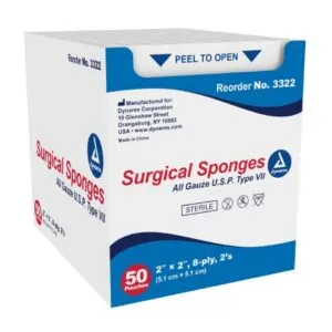 Surgical Gauze Sponge - Sterile 2's, 2" x 2" 8 Ply, 50/BOX