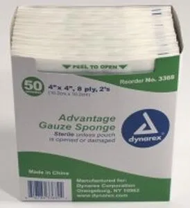 Advantage Surgical Sponges - Sterile, 4" x 4" 8 Ply, 50/BOX