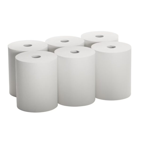 Delicare Premium Virgin Paper Towel Roll Hard Wound - 8" x 600', 6/Case