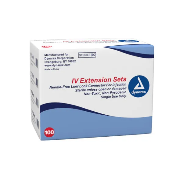 IV Extension Set, 7", Needle Free LL Connector, 100/Box