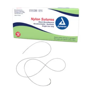 Nylon Sutures - Non Absorbable - Synthetic, Black, 4-0, C3 Needle, 18", 12/Bx