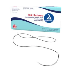 Braided Black Silk Sutures - Non Absorbable, Black, 4-0, C6 Needle, 18", 12/Bx