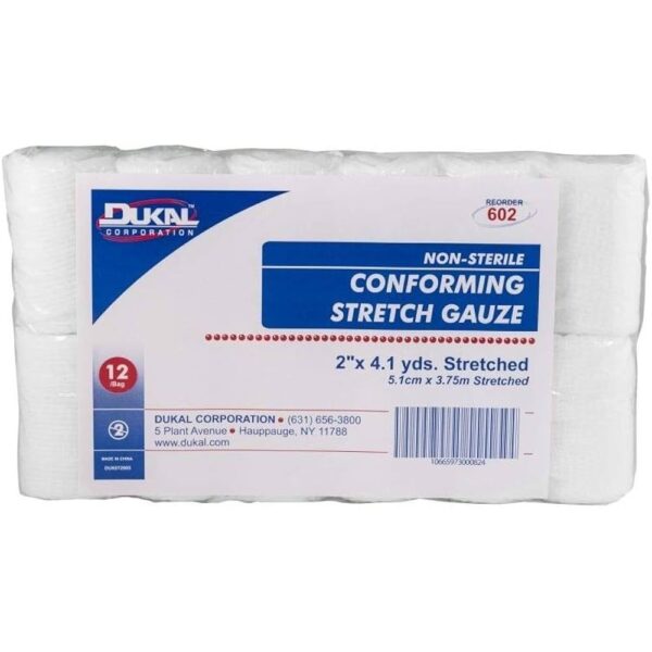 Stretch Gauze Bandage Roll: Non-Sterile, 2" x 4.1 yds, 12 Count